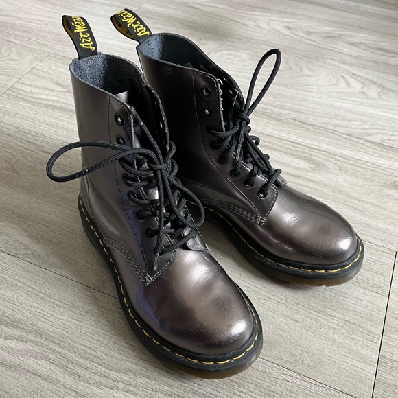 Dr. Martens Shoes - Dr Martens Women 8-Eye Pascal The Original Airware High Top Pewter Boots